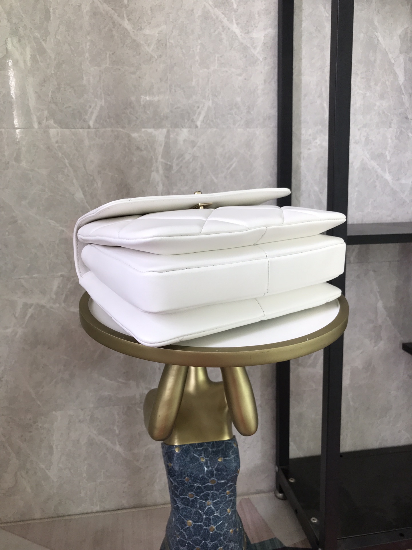 CHANEL Flap Bag With Top Handle Lambskin White-A92236