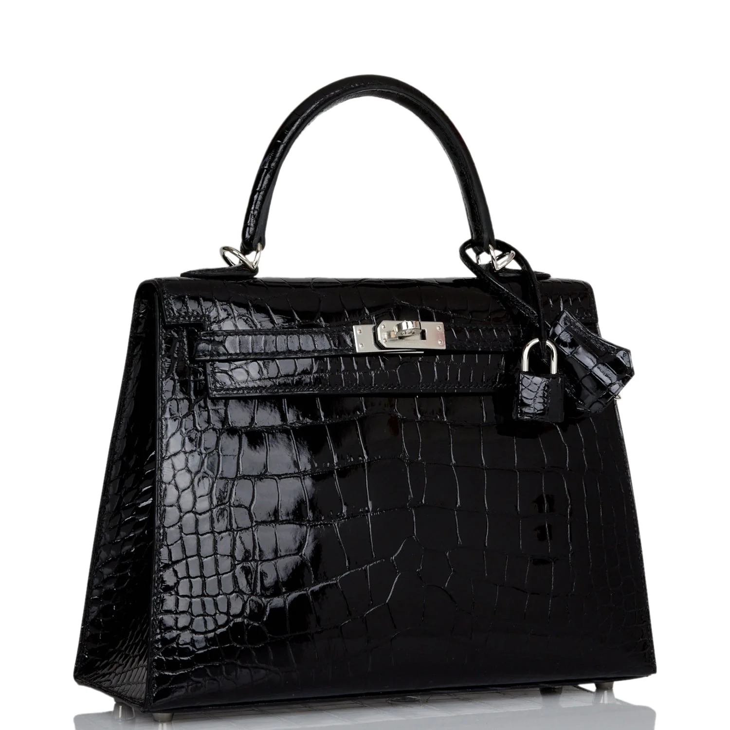 Kelly Sellier 25 Black Shiny Alligator Palladium Hardware