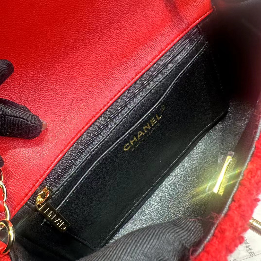 CHANEL CLASSIC 11.12 HANDBAG Lambskin & Brown Metal Red-A01112