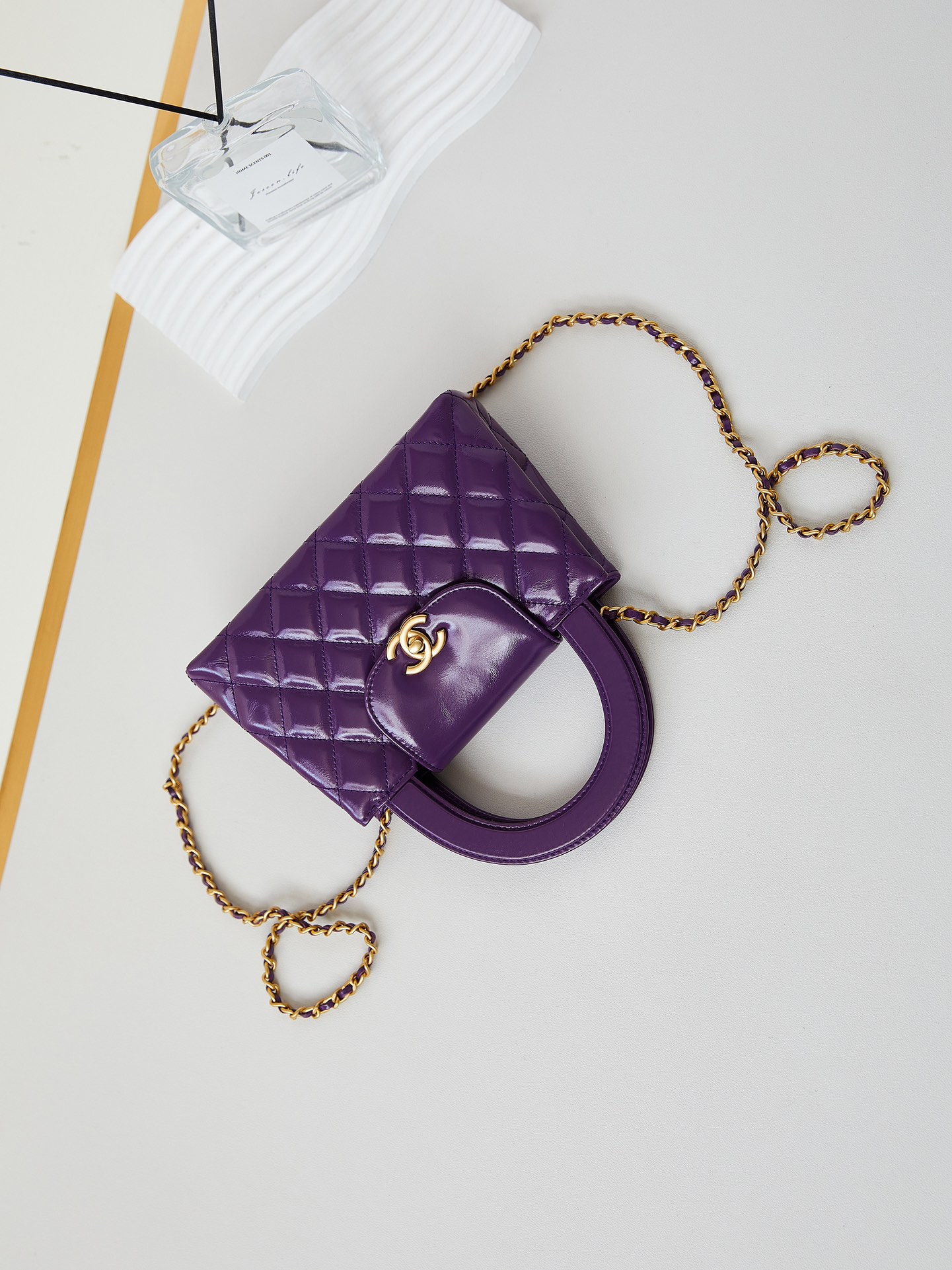 CHANEL Mini Shopping Bag kelly Purple- AS4416