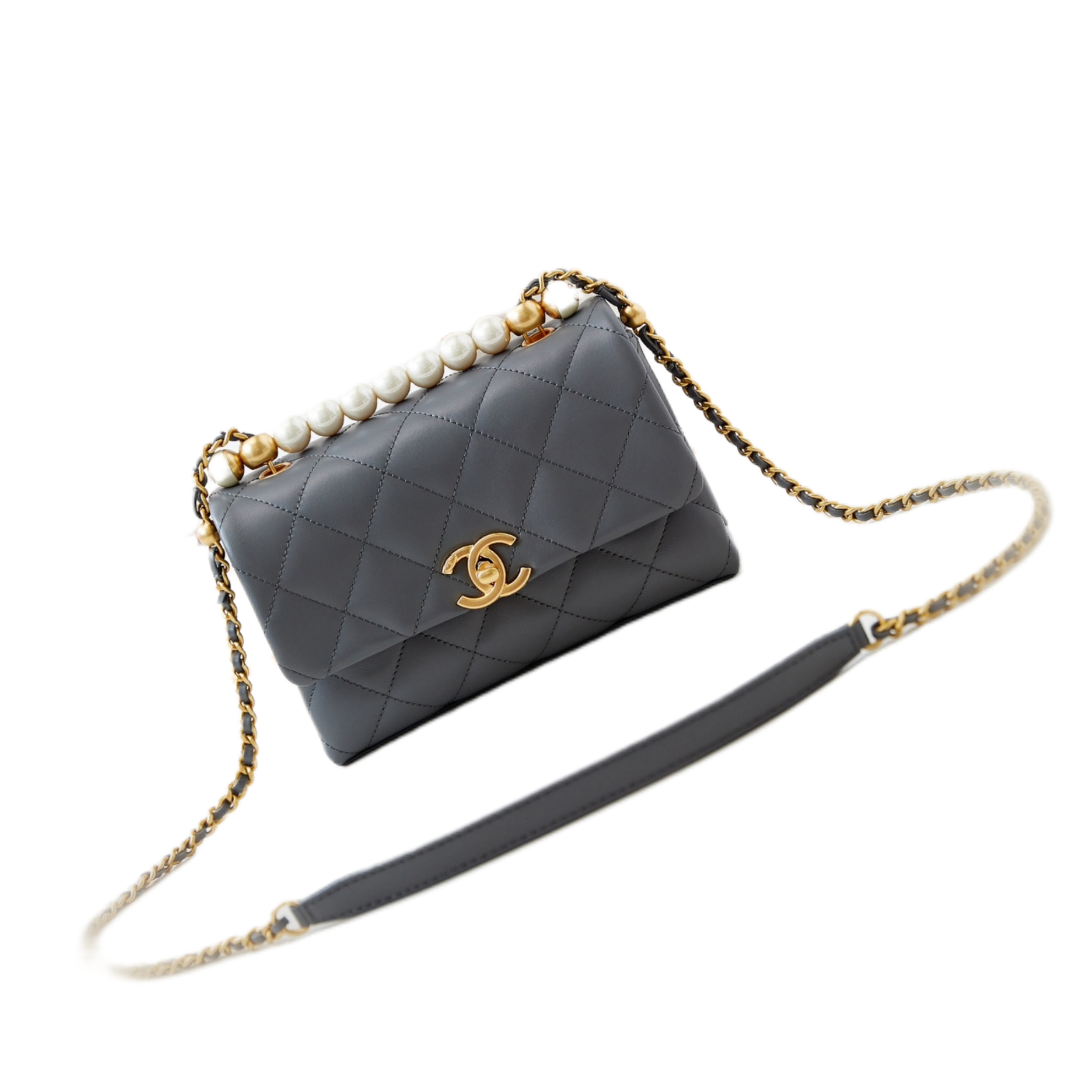 CHANEL Mini Flap Bag with Top Handle Green-AS5001