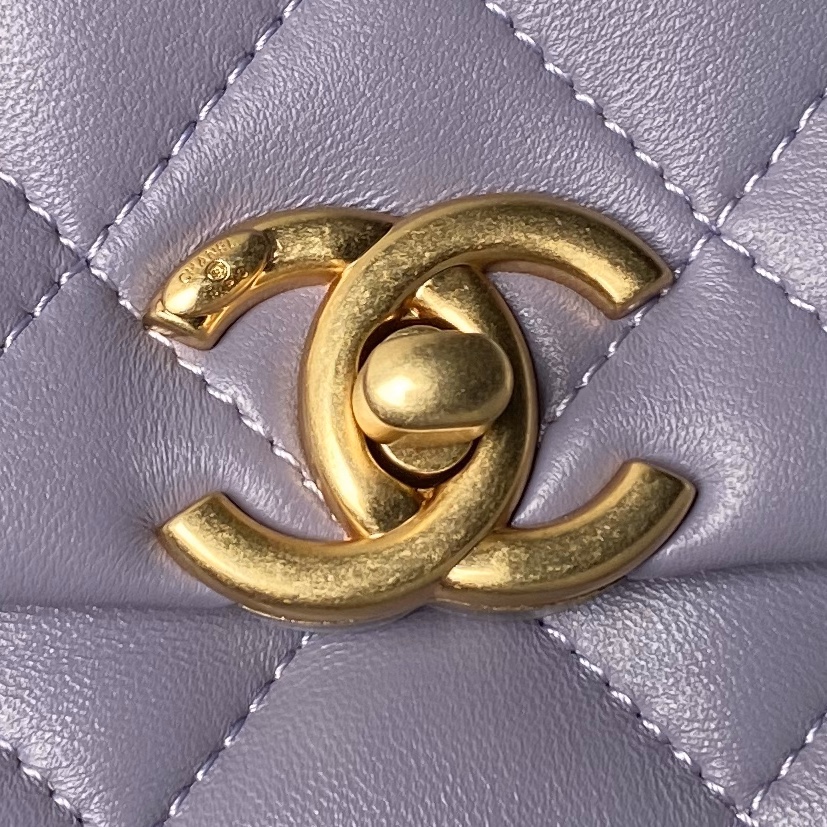 CHANEL Mini Flap Bag with Top Handle Purple-AS5001