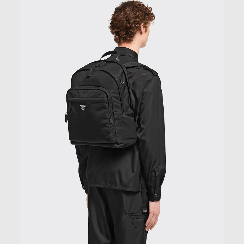 Re-Nylon and Saffiano leather backpack