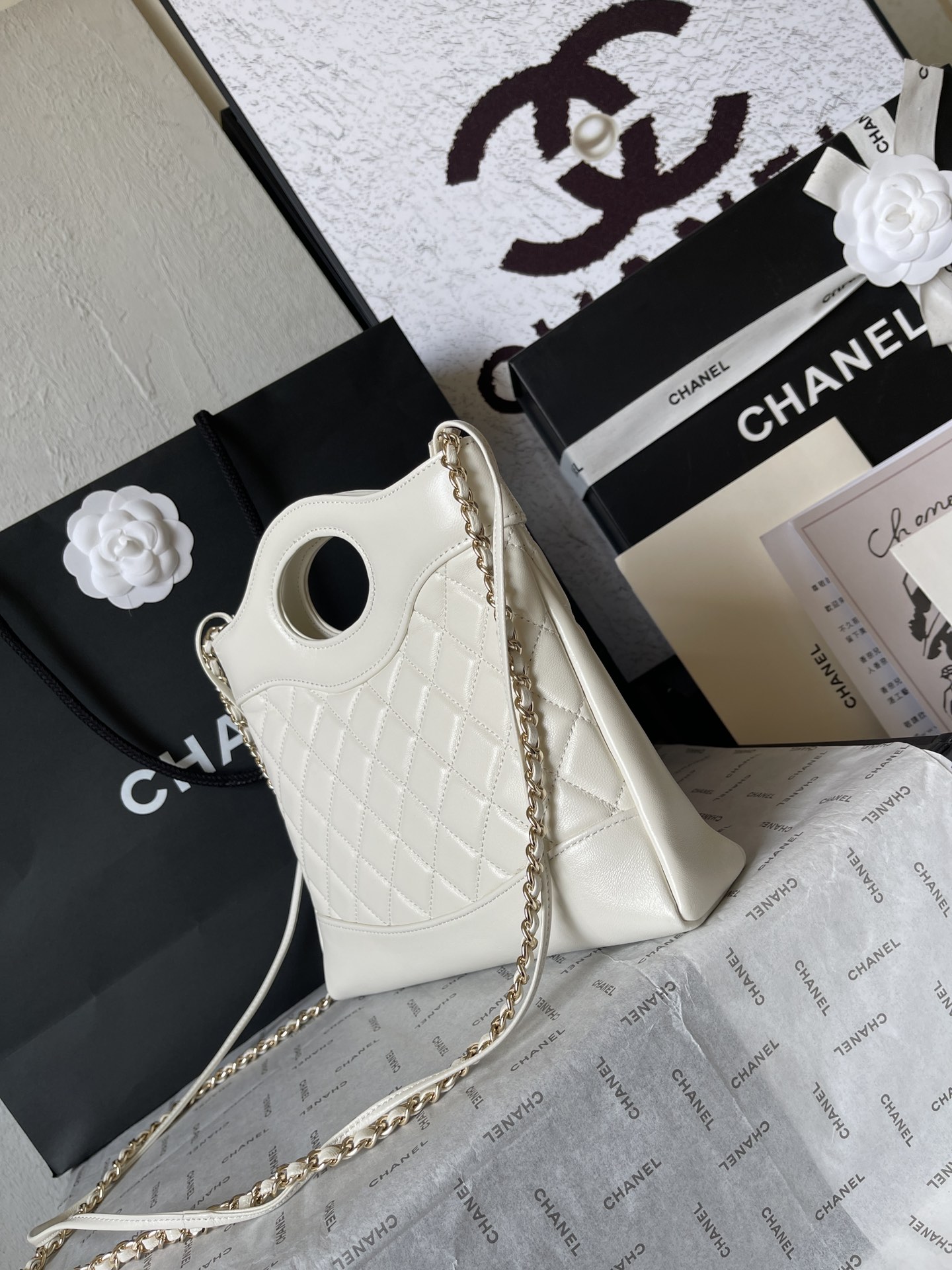 CHANEL 31 Mini Shopping Bag White-AS4133