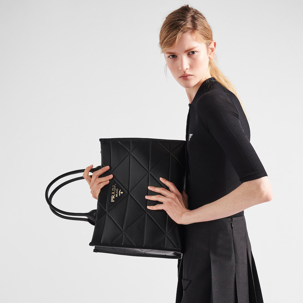 Large leather  Symbole bag with topstitching