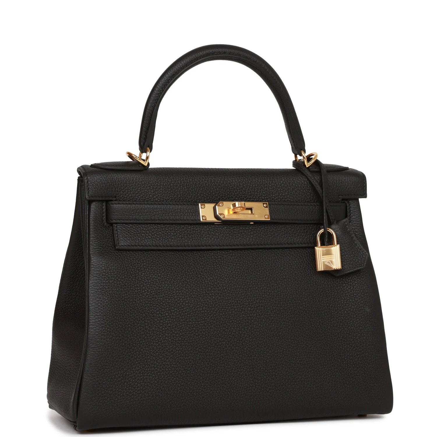 Kelly Retourne 28 Black Togo Gold Hardware