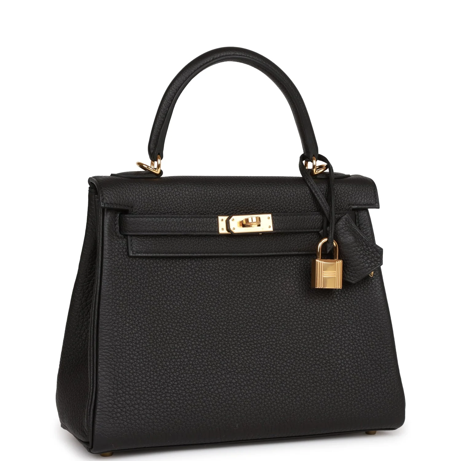 Kelly Retourne 25 Black Togo Gold Hardware