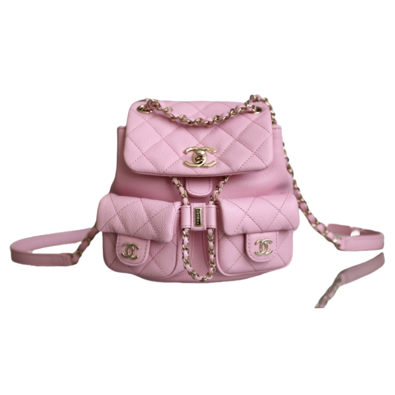 CHANEL Backpacks Grained Calfskin & Gold-Tone Metal Light Pink -AS3787
