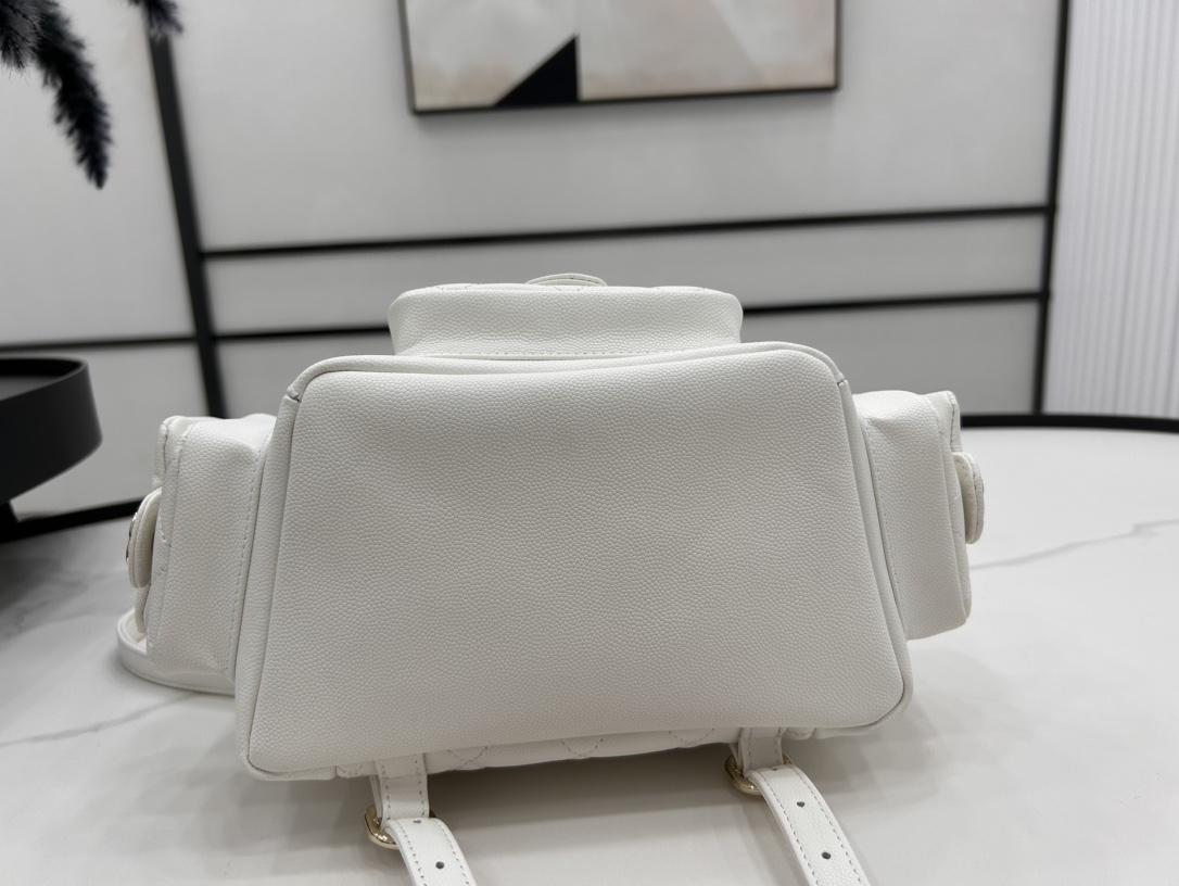 CHANEL Grained Shiny Calfskin & Gold-Tone Metal Withe - AS4398