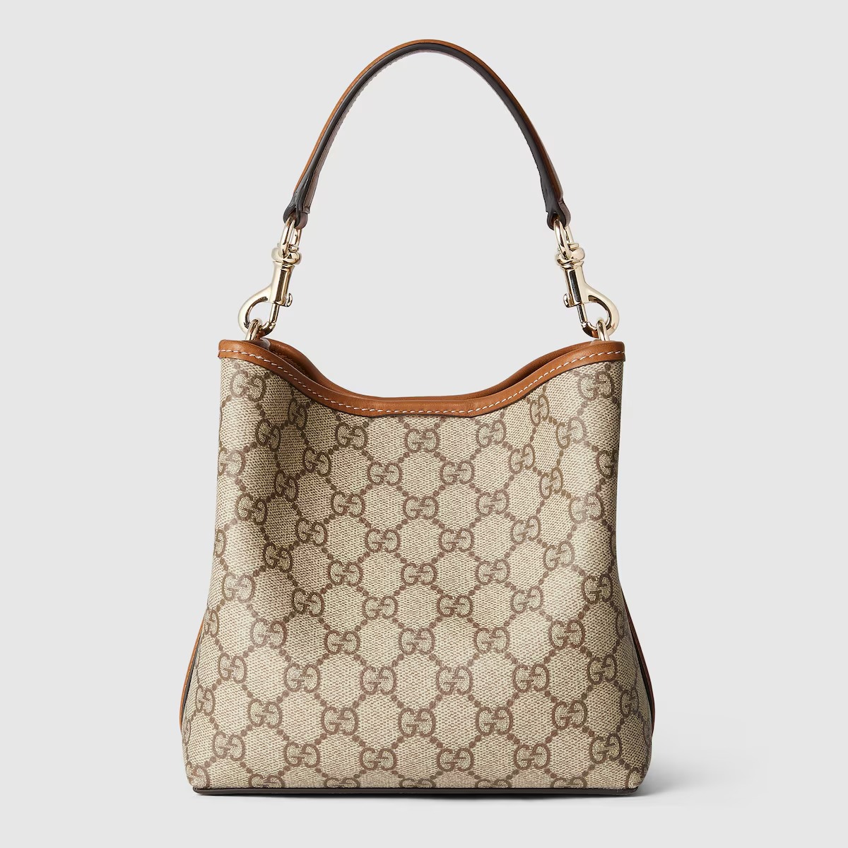 GG Emblem Small Bucket Bag Beige