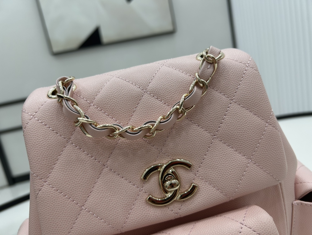 CHANEL Grained Shiny Calfskin & Gold-Tone Metal Pink - AS4398