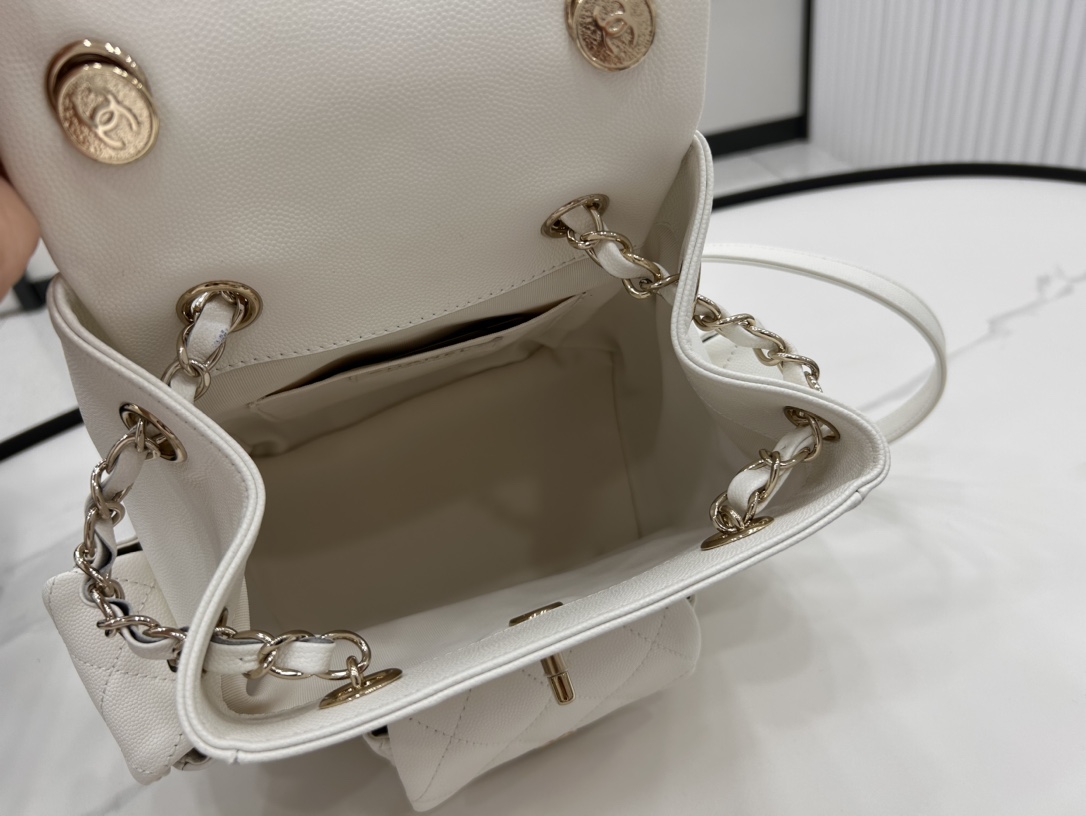 CHANEL Grained Shiny Calfskin & Gold-Tone Metal Withe - AS4398