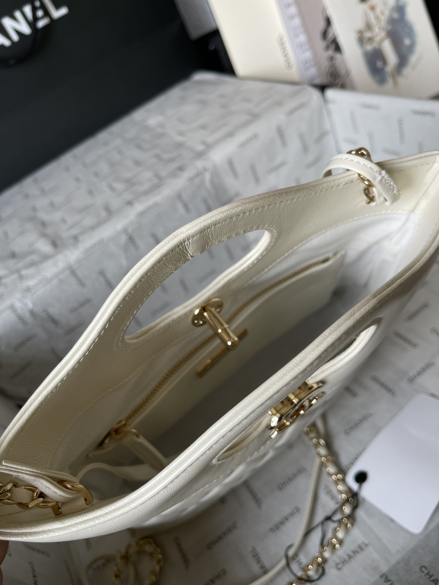 CHANEL 31 Mini Shopping Bag White-AS4133