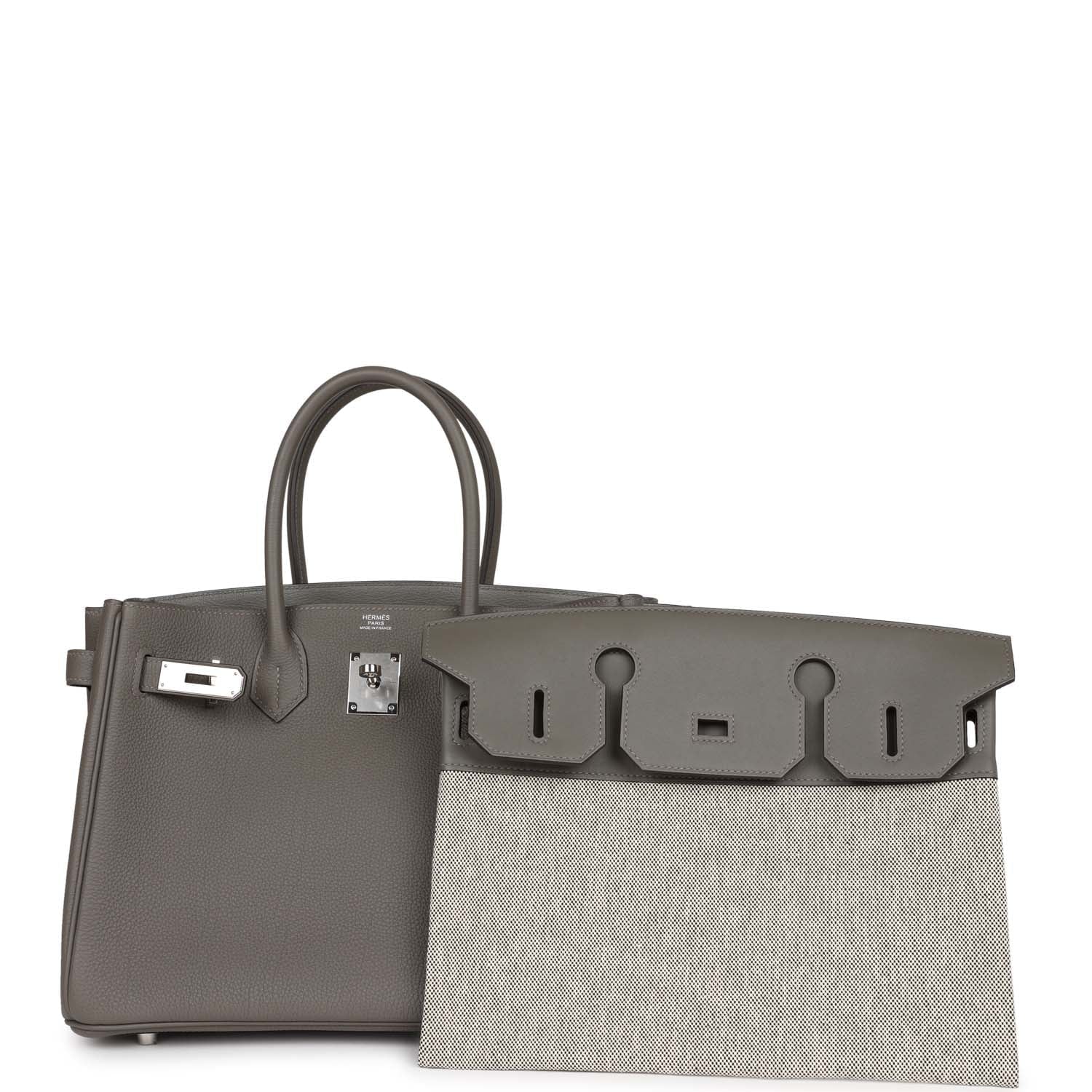 3 En 1 Birkin 30 Gris Meyer Togo and Swift Palladium Hardware
