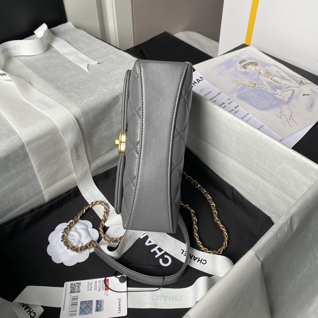 CHANEL Mini Flap Bag with Top Handle Grey-AS5001