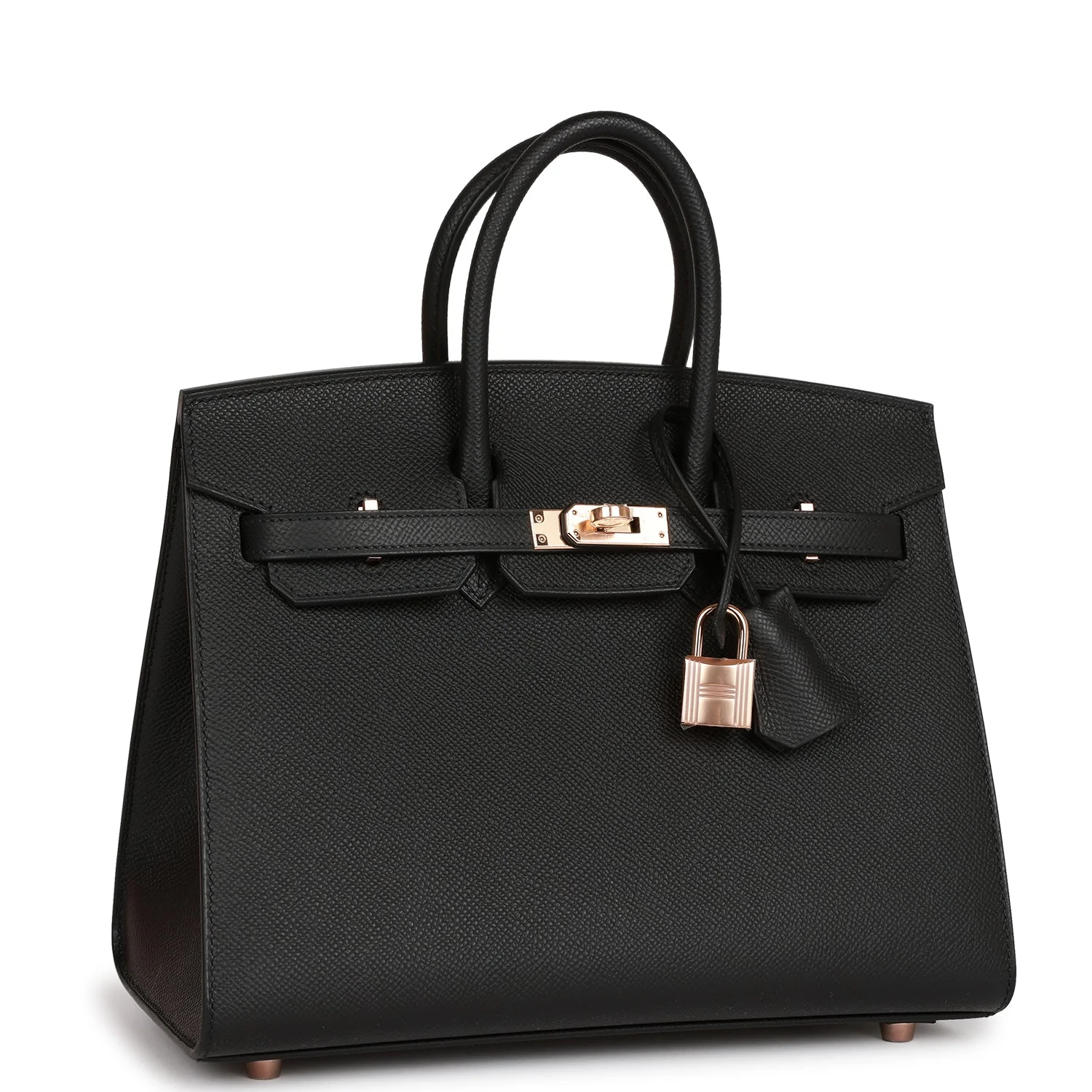 Birkin Sellier 25 Black Epsom Rose Gold Hardware
