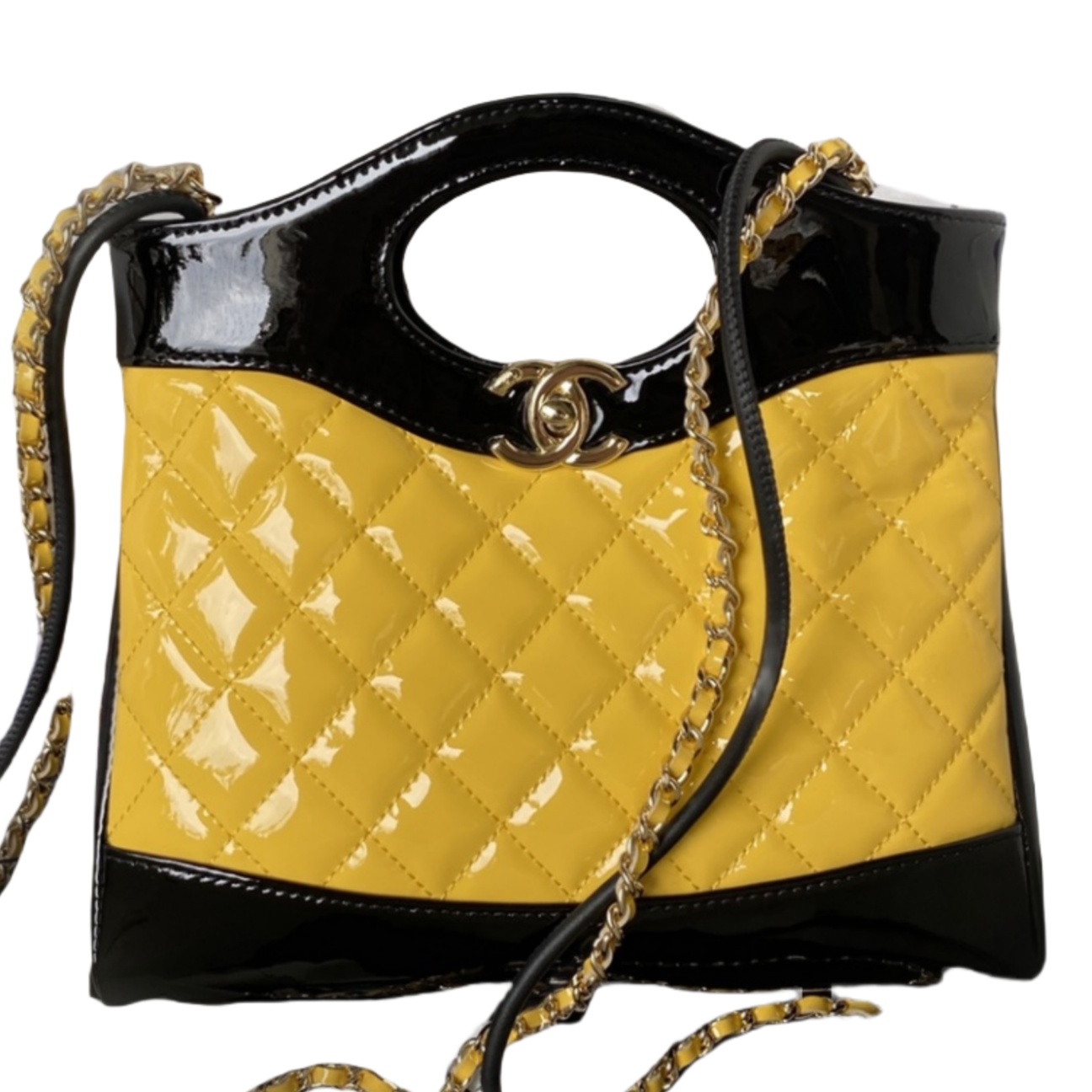 CHANEL 31 Mini Shopping Bag Lacquer Yellow-AS4133