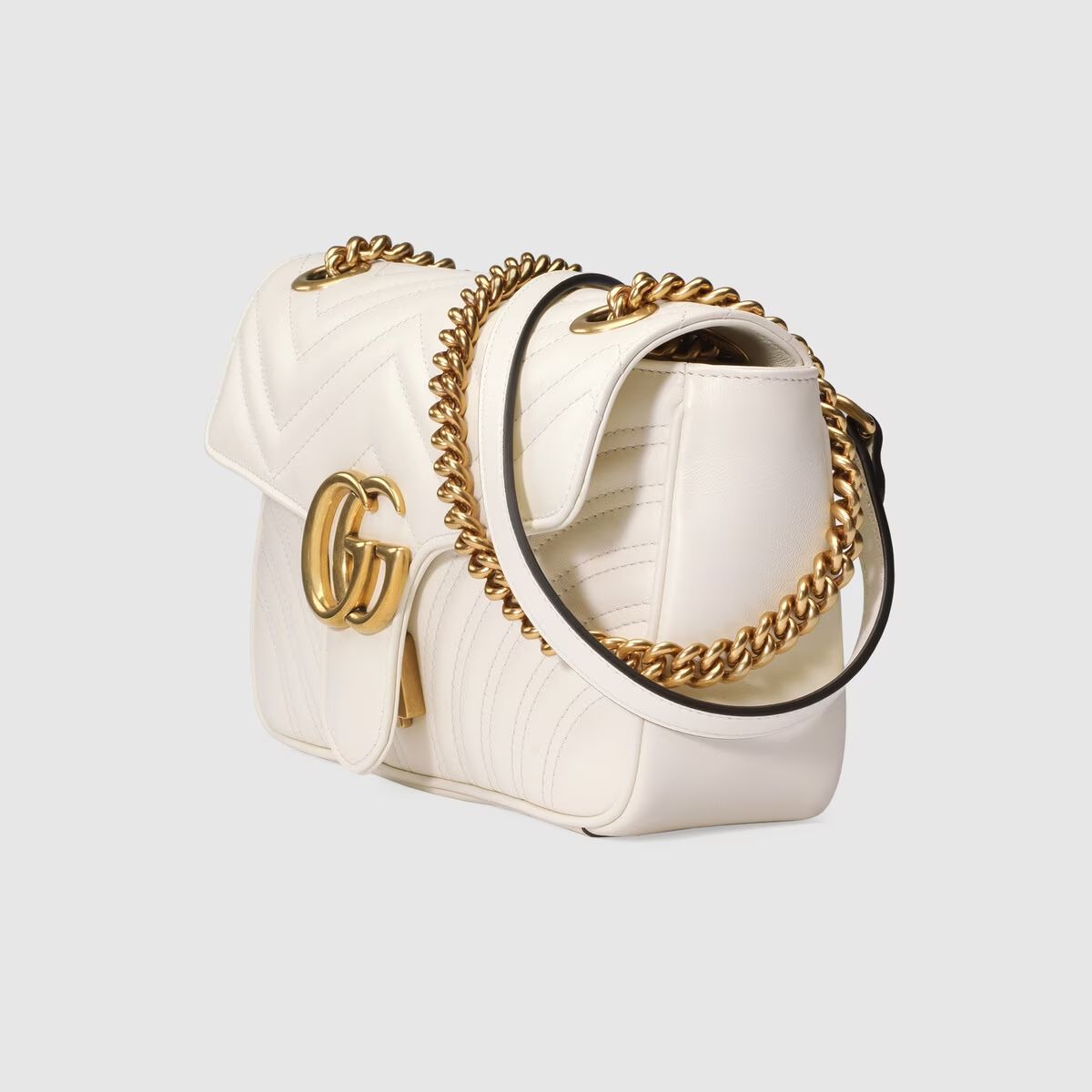 GG Marmont Small White Matelass Shoulder Bag
