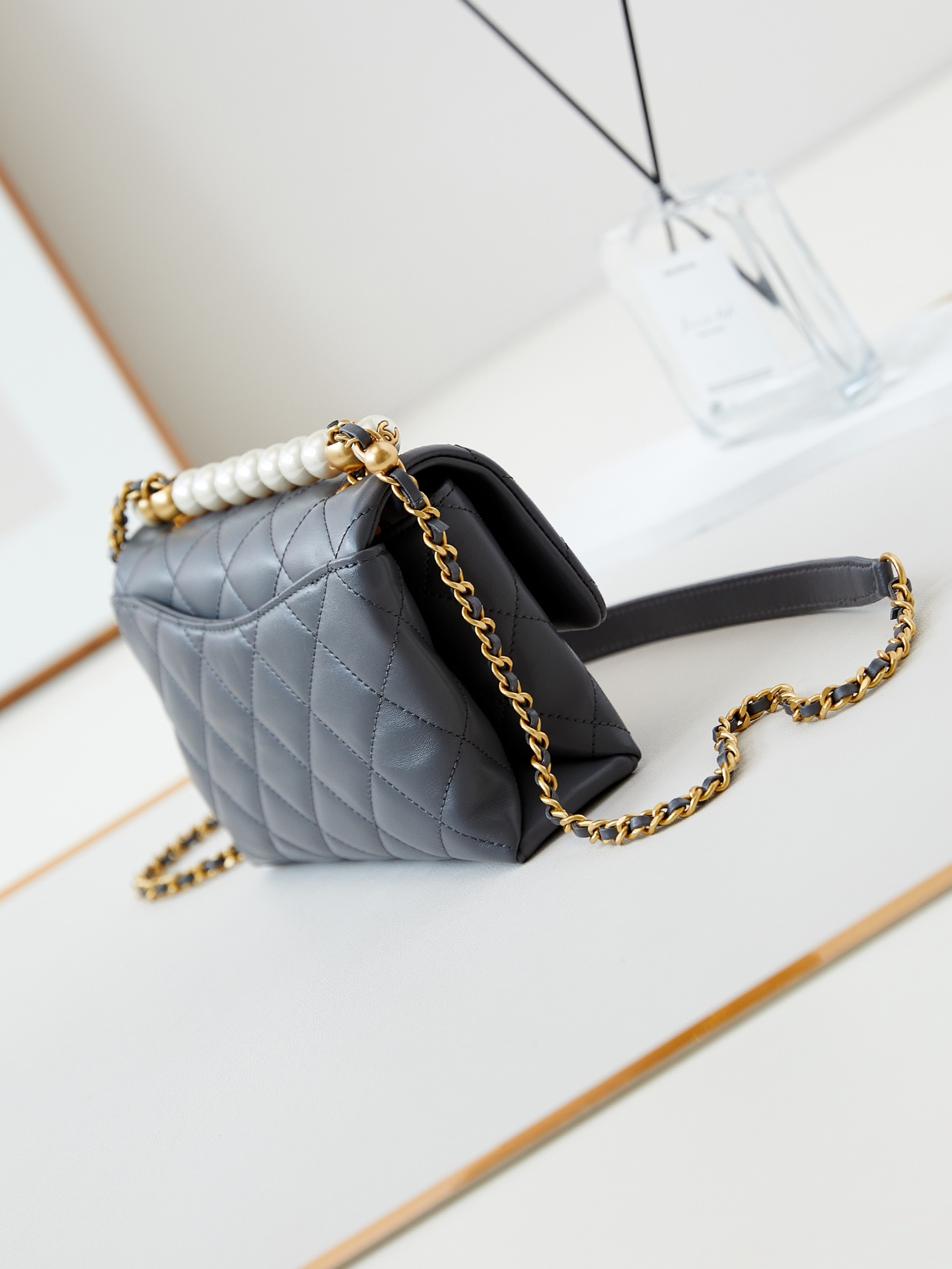 CHANEL Mini Flap Bag with Top Handle Green-AS5001