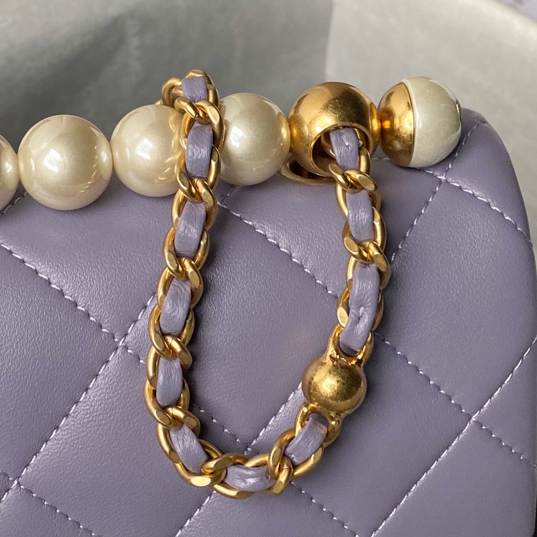 CHANEL Mini Flap Bag with Top Handle Purple-AS5001