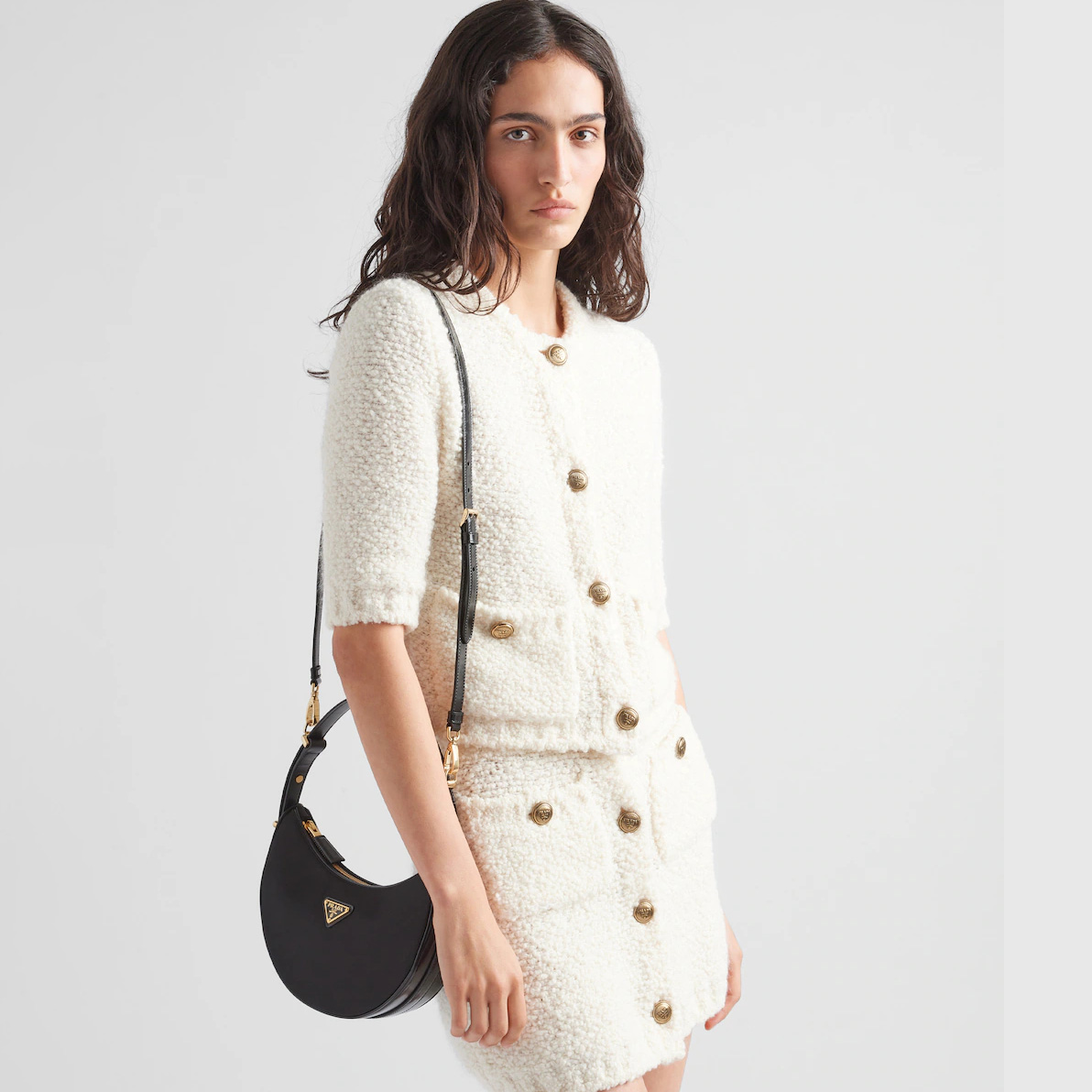 Arque Re-Nylon and brushed leather shoulder bag