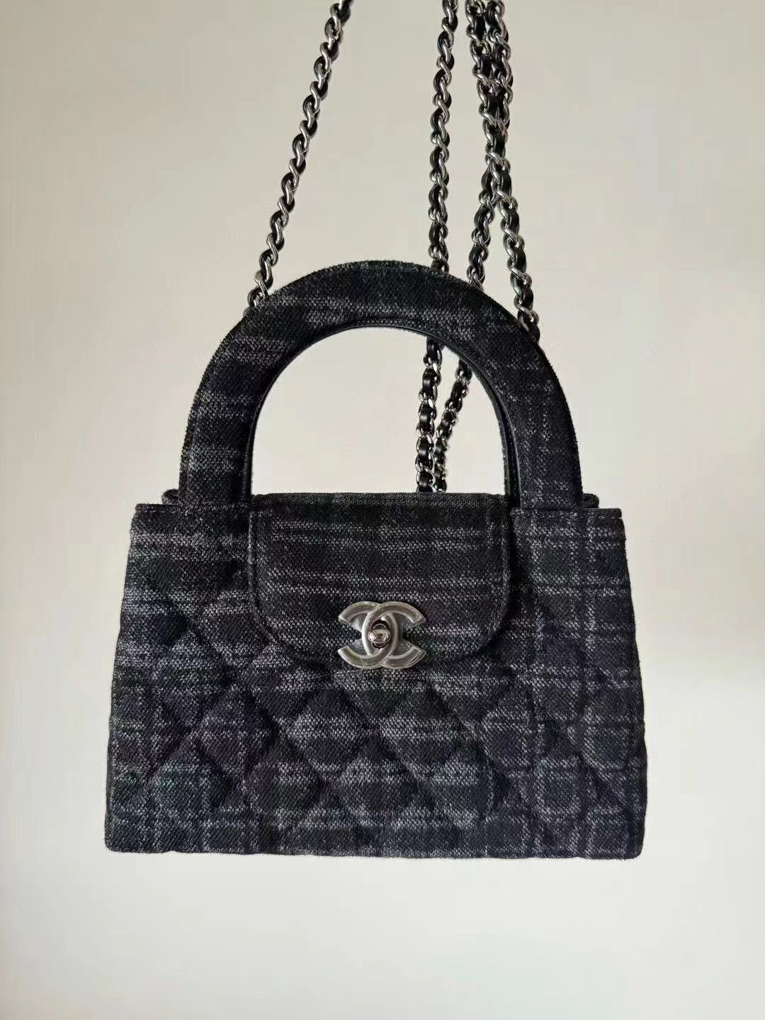CHANEL Mini Shopping Bag kelly Black & Grey- AS4416
