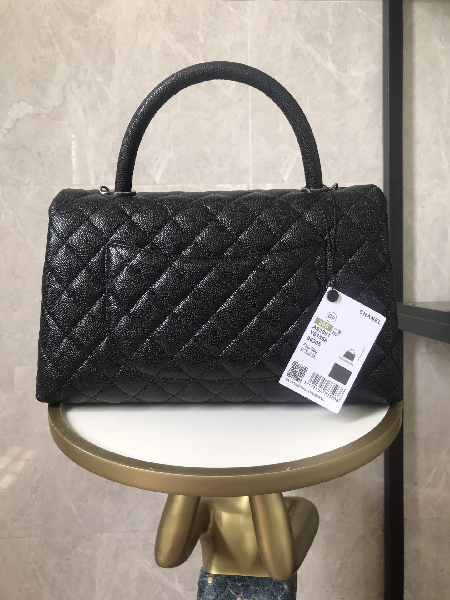 CHANEL Large Flap Bag With Top Handle ﻿Black-A92991