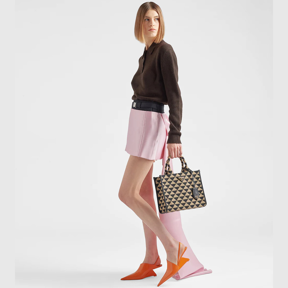 Small  Symbole embroidered fabric handbag