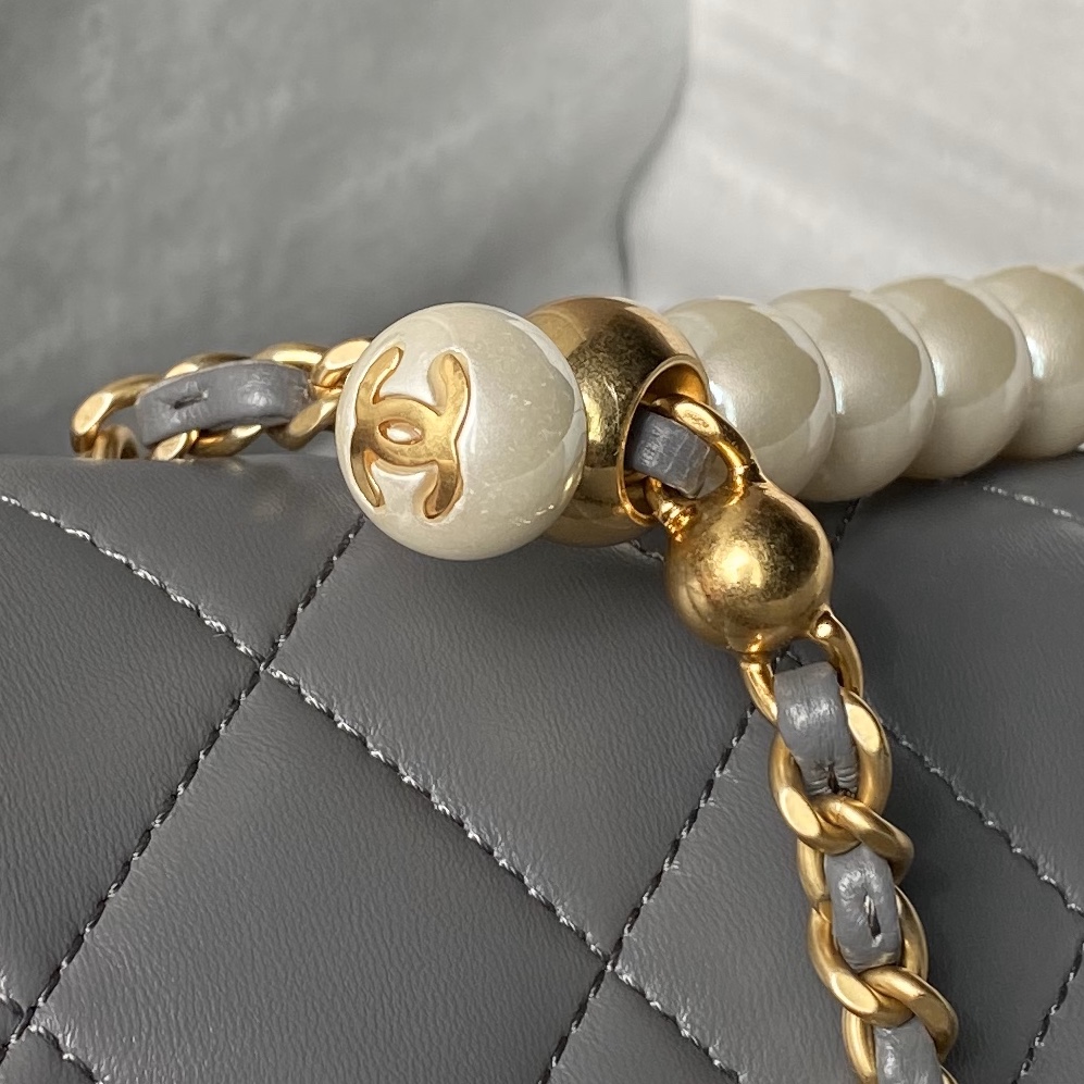 CHANEL Mini Flap Bag with Top Handle Grey-AS5001