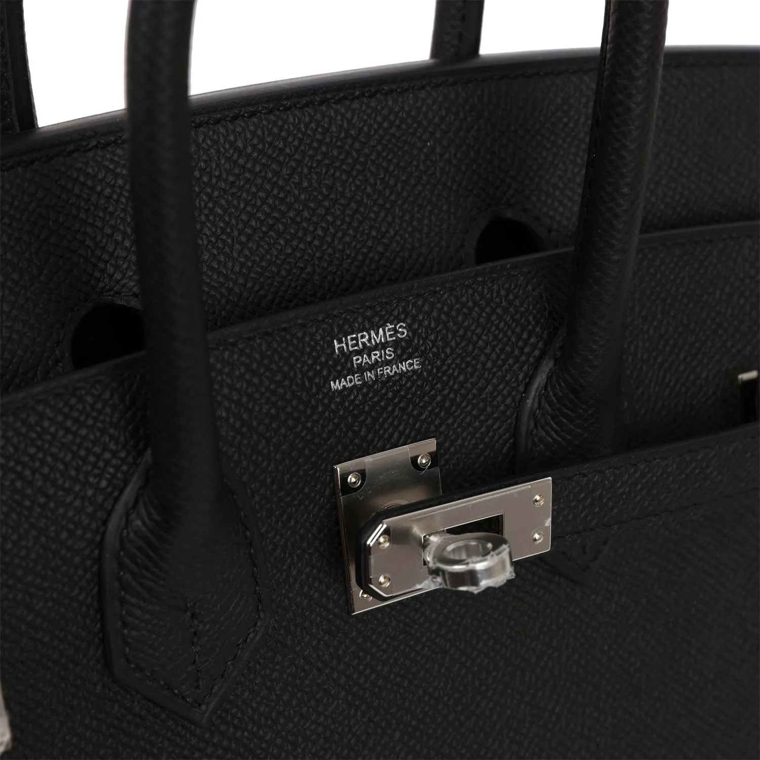 Birkin Sellier 25 Black Epsom Palladium Hardware