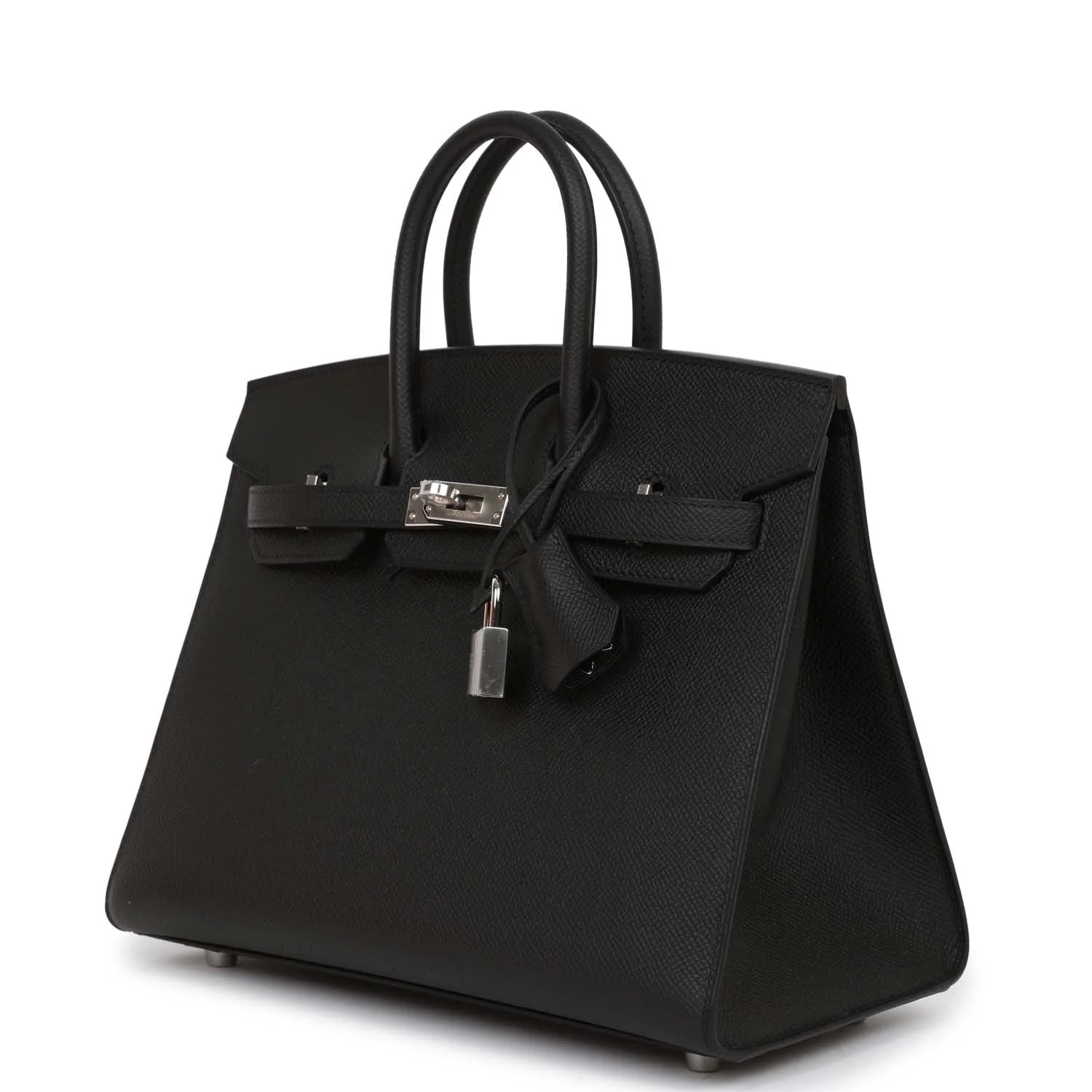 Birkin Sellier 25 Black Epsom Palladium Hardware