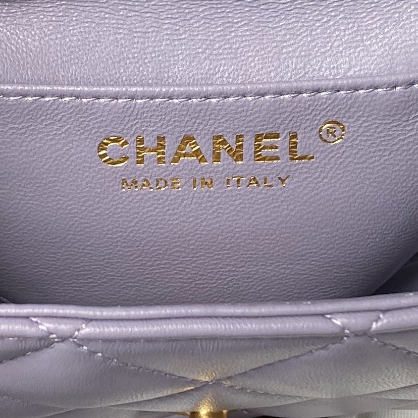 CHANEL Mini Flap Bag with Top Handle Purple-AS5001