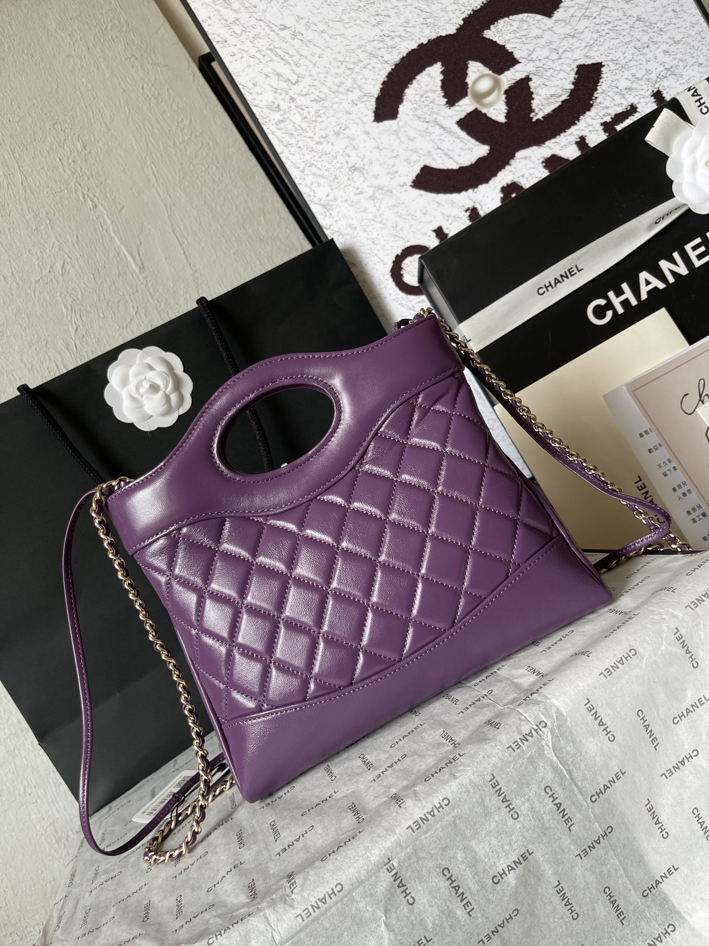 CHANEL 31 Mini Shopping Bag Lacquer Purple-AS4133