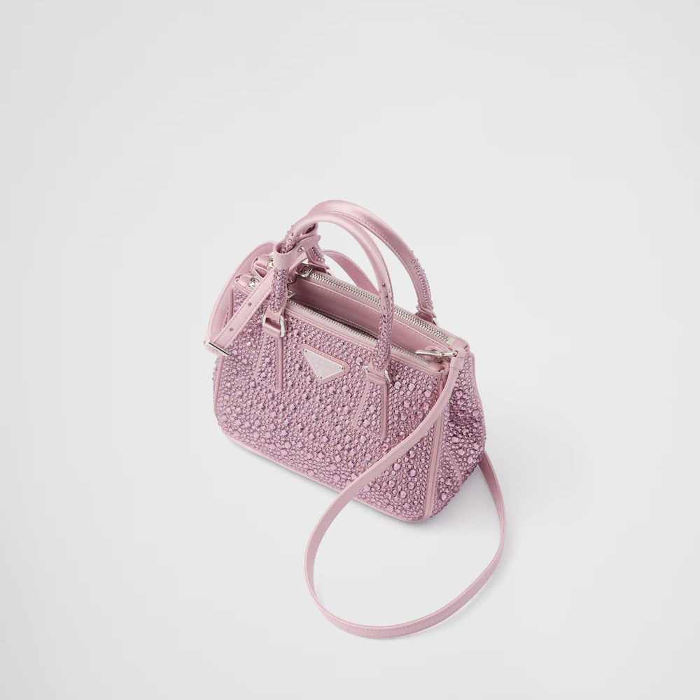 Galleria satin mini-bag with crystals