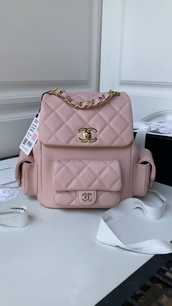 CHANEL Grained Shiny Calfskin & Gold-Tone Metal Pink - AS4398