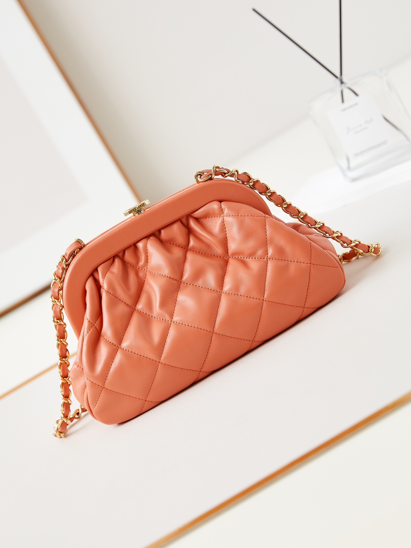 CHANEL Clutch Bag Orange-AS4717