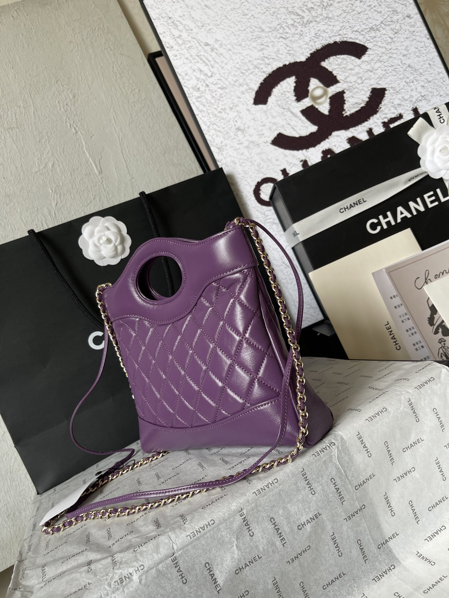 CHANEL 31 Mini Shopping Bag Lacquer Purple-AS4133