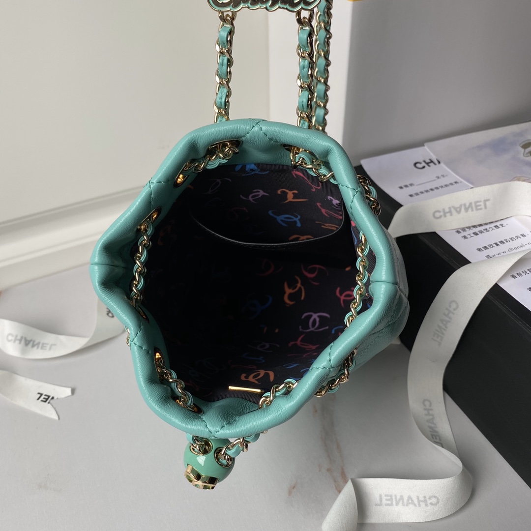 CHANEL Backpacks Shiny Lambskin & Gold-Tone Metal Greener-AS4810