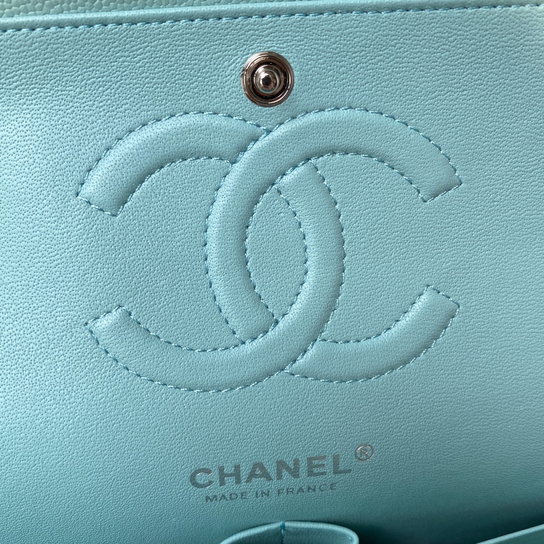 CHANEL CLASSIC 11.12 HANDBAG Lambskin & Brown Metal Blue-A01112