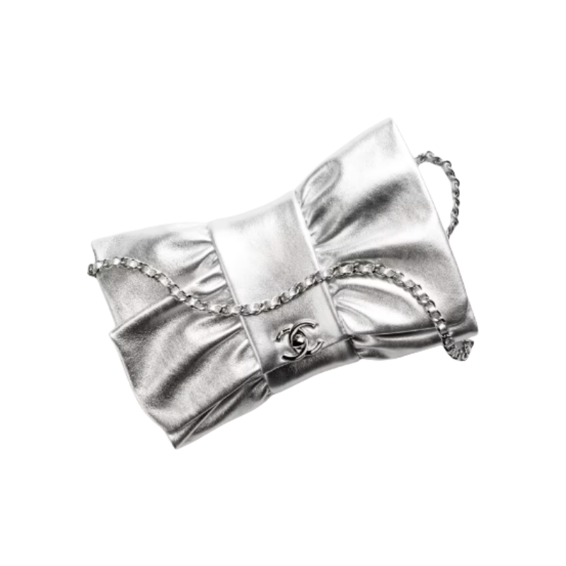 CHANEL Metallic Lambskin & Silver-Tone Metal Silver - AS5129