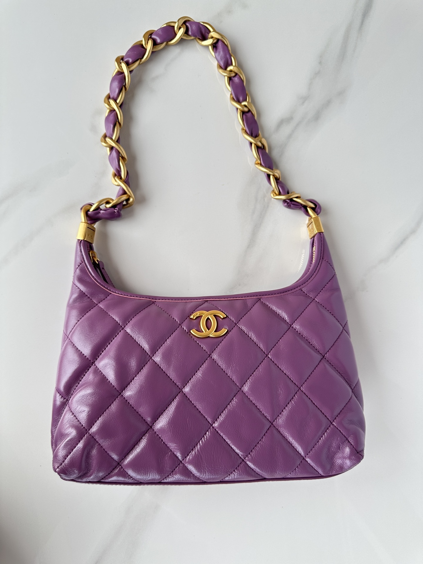 CHANEL Hobo Handbag Purple- AS4912