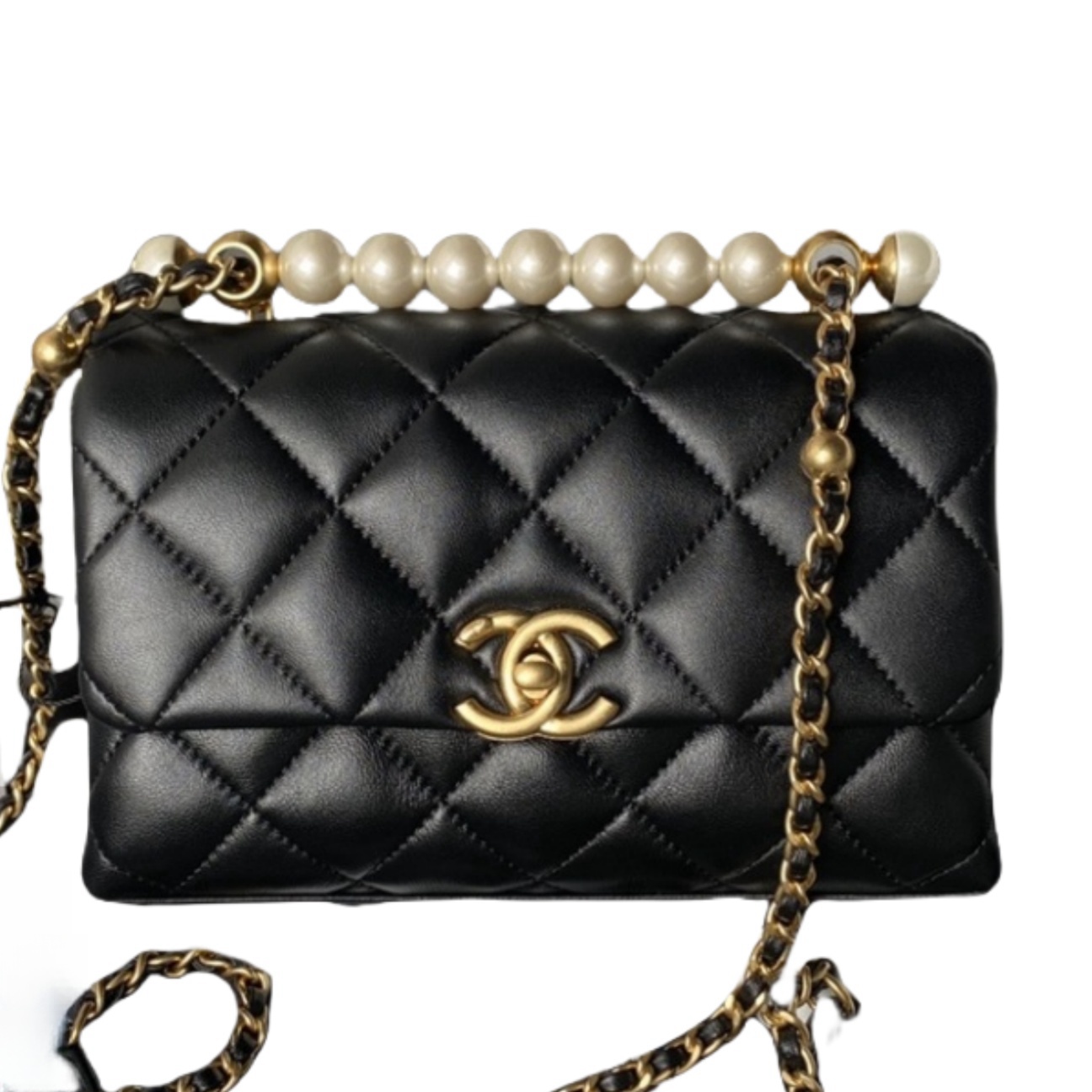 CHANEL Mini Flap Bag with Top Handle Black-AS5001