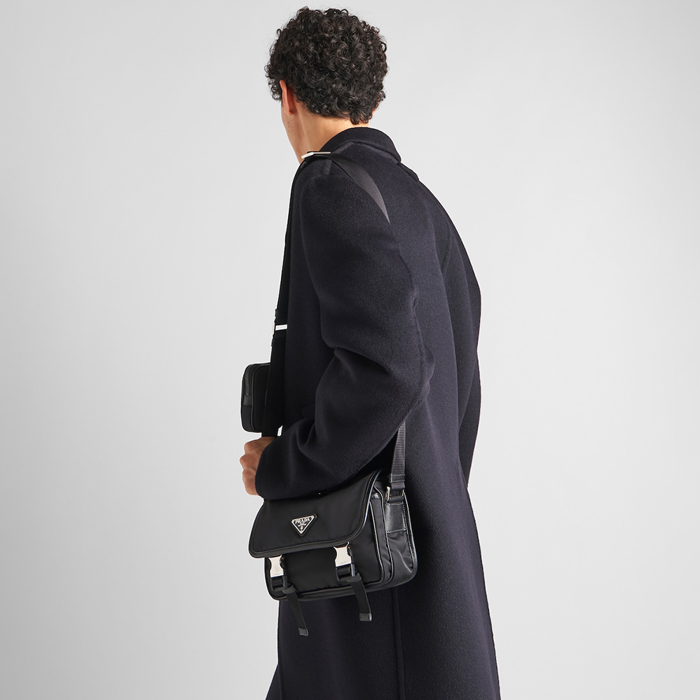 Re-Nylon and Saffiano leather shoulder bag