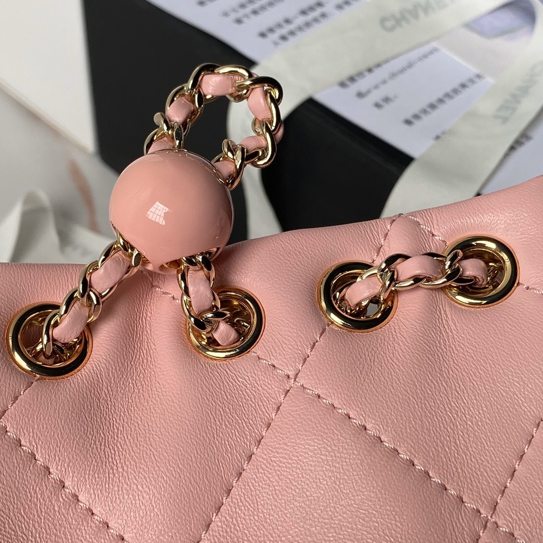 CHANEL Backpacks Shiny Lambskin & Gold-Tone Metal Pink-AS4810