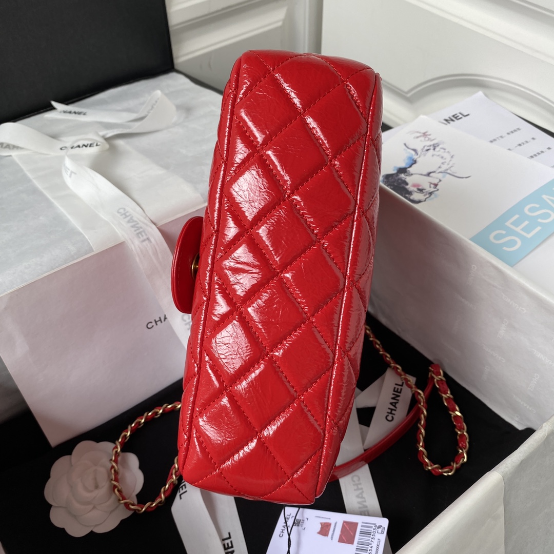 CHANEL Hobo Handbag Red-AS4322