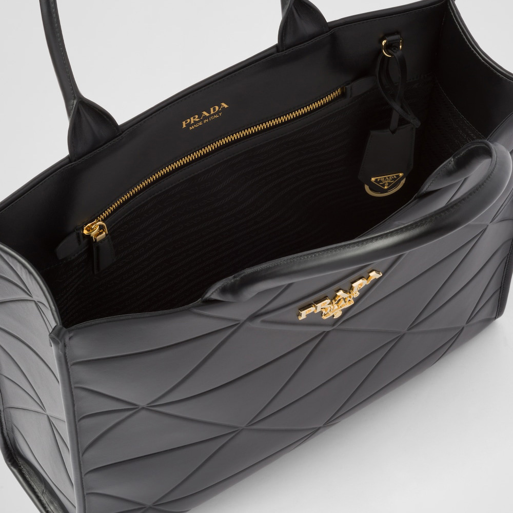 Large leather  Symbole bag with topstitching