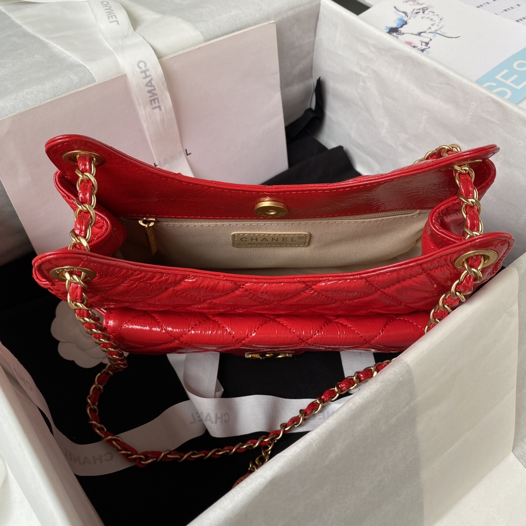 CHANEL Hobo Handbag Red-AS4322