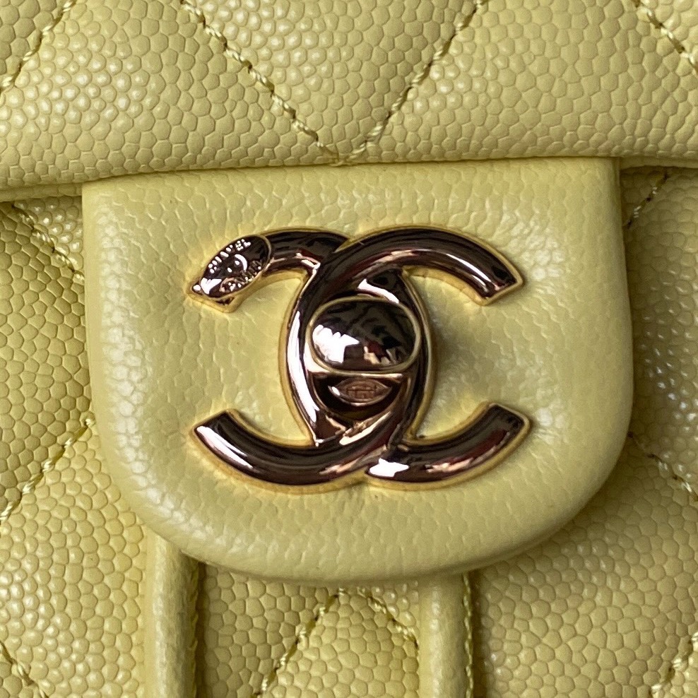 CHANEL Backpacks Grain-embossed shiny calf leather with gold-coloured metal yellow  -AS4058