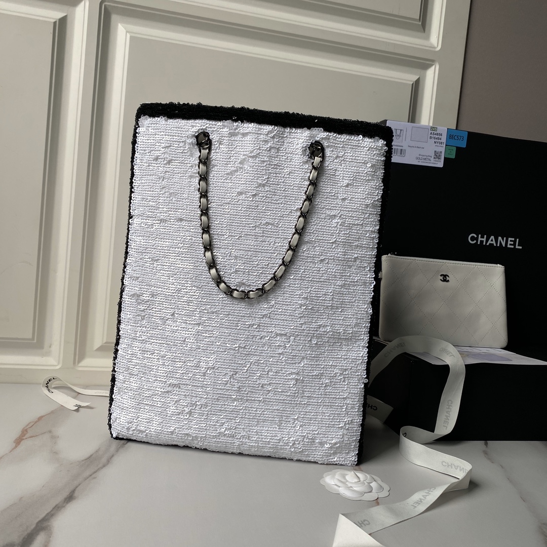 CHANEL Shopping Bag White- AS4856