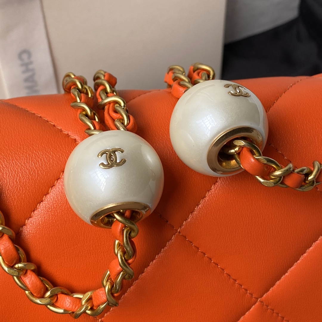 CHANEL Small Flap Bag Orange-AS4861